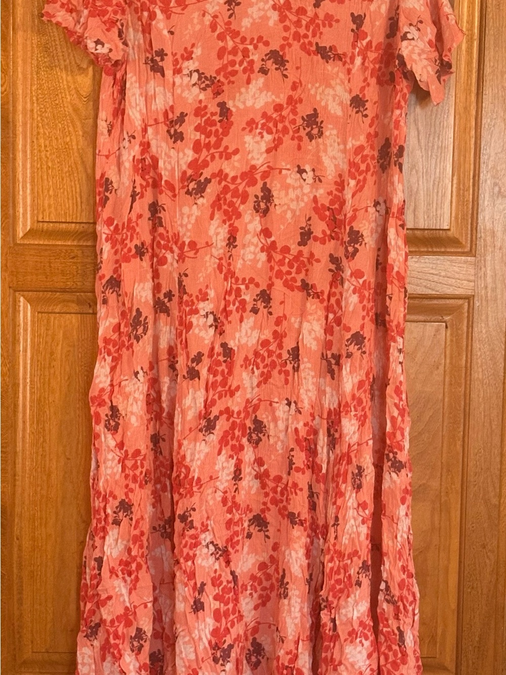 Woman Within Crinkle Dress Peach w/ Multi Florals 18/20